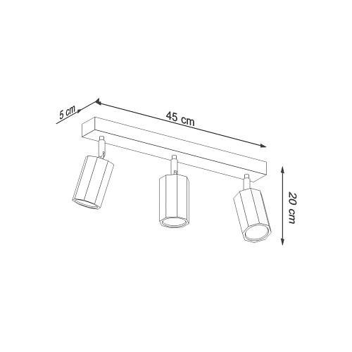 Lampa sufitowa reflektory drewno ZEKE 3 dąb 3xGU10