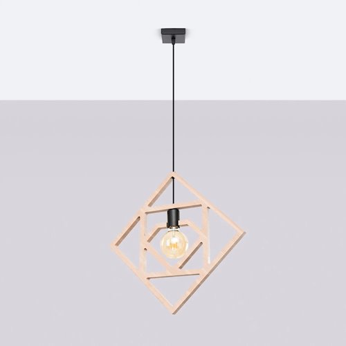Lampa wisząca dekoracyjna Caro 1xE27 naturalne drewno/czarna