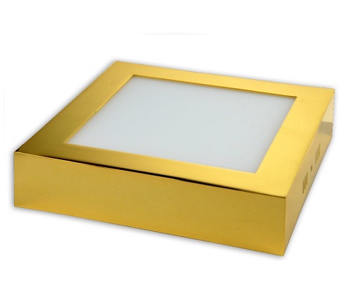 Plafon LED 12W złota oprawa  natynkowy kwadratowy - biała dzienna