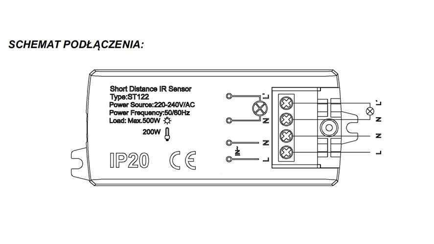 Włącznik bezdotykowy 230V na ruch ręki 200W