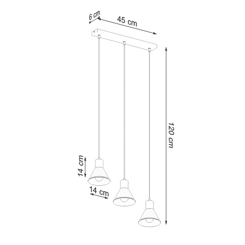 Lampa wisząca TALEJA 3 czarna 3xE27