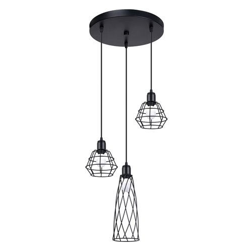 Lampa wisząca designerska SUBA 3xE27 czarna