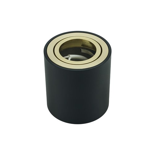 Tuba sufitowa GU10 okrągła 80x84mm czarna - złoty Ring