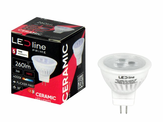 Żarówka LED MR11 10-14V Prime 3W 330lm 38st. Neutralna