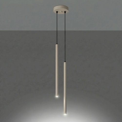 Lampa wisząca podwójna tuba Pastelo 2xG9 okrągła taupe
