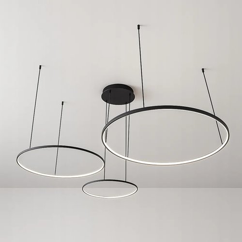 Nowoczesna lampa wisząca okręgi 20-40-60 cm 77W czarna