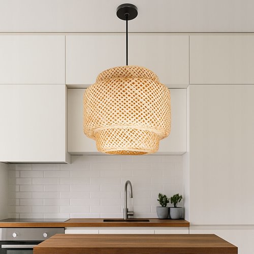 Lampa wisząca Boho 1xE27 dekoracyjna bambus 40cm
