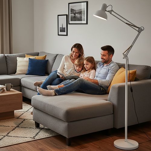 Lampa podłogowa przegubowa 1xE27 200cm biała