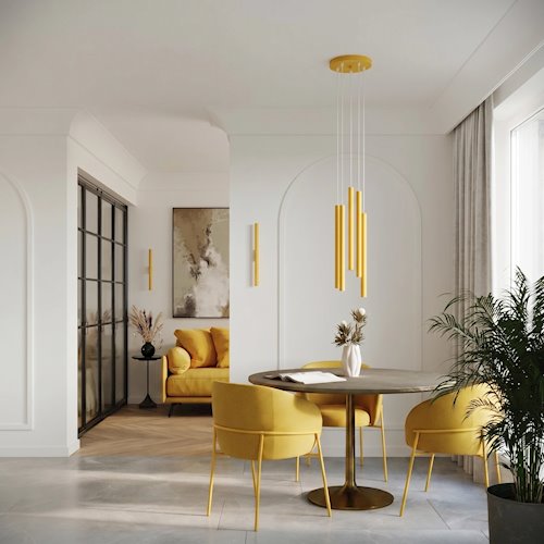 Lampa wisząca potrójna tuba Pastelo 3P 3xG9 żółta
