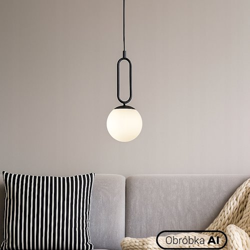 Lampa wisząca mleczna kula Bali 15cm 1xE27 dekor czarna