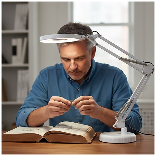 Lampka biurkowa LED Auriq z lupą 10W CCT biała