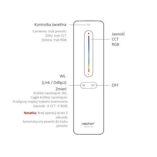 Pilot Mi-Light C4 RGB-CCT czarny z uchwytem