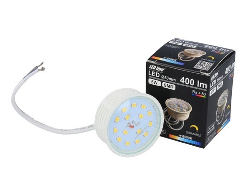 Żarówka LED line płaska meblowa 50mm 230V 5W 400lm ŚCIEMNIALNA biała zimna 6500K