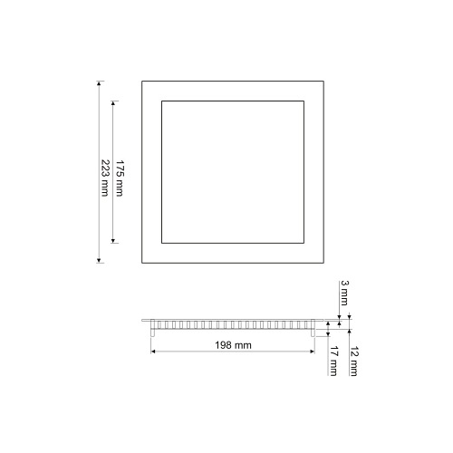 Panel LED 18W podtynkowy, kwadrat 220x220mm, ULTRA SLIM - biała dzienna 