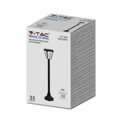 Słupek Ogrodowy Solarny Retro V-TAC 2W LED IP44 93cm 3000+6000K