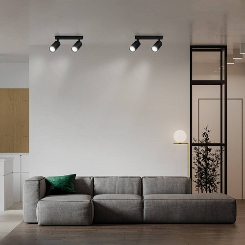 Lampa sufitowa listwa z 2 reflektorami GU10 - czarna