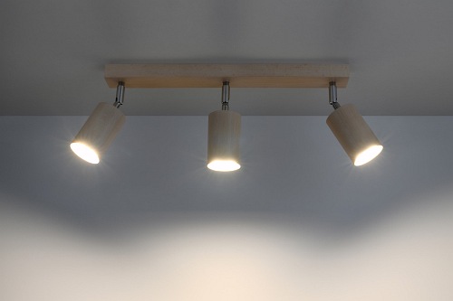 Lampa sufitowa reflektory BERG 3xGU10 naturalne drewno