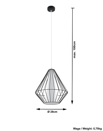 Lampa wisząca industrialna DEMI 1xE27 Czarna