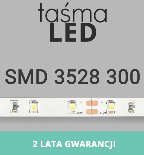 Taśma LED 5m 300xSMD3528 24W 12V DC IP20 żółta