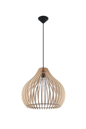 Lampa wisząca APRILLA 1xE27 naturalne drewno