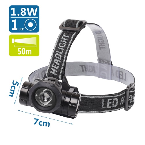 Lampa czołowa LED L05 czarna 1,8W 100lm 6500K