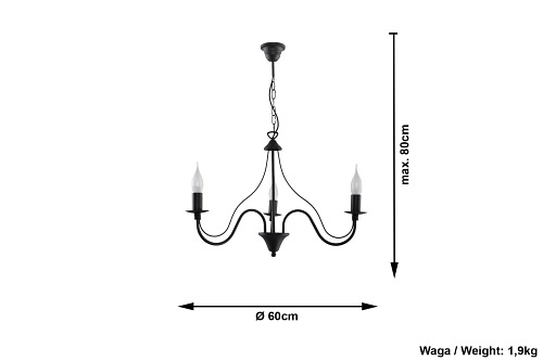 Żyrandol Retro MINERWA 3xE14 Czarny