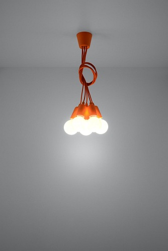 Lampa wisząca na kablu DIEGO 5xE27 pomarańczowa