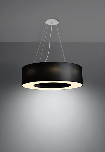 Lampa wisząca okrągła SATURNO 70 cm czarna 6xE27