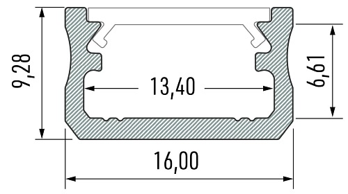 Profil aluminiowy typu A Lumines - napowierzchniowy surowy - 1m