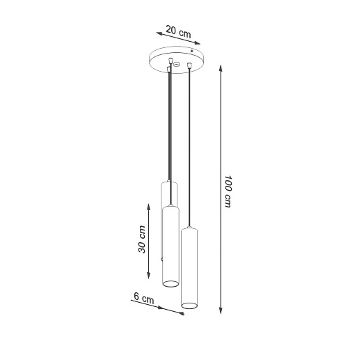 Lampa wisząca potrójna LINO 3P naturalne drewno