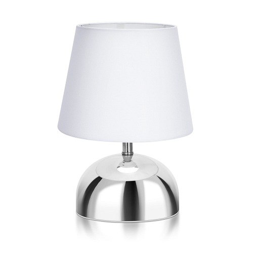 Matalowa lampa stołowa E14 z białym okrągłym kloszem