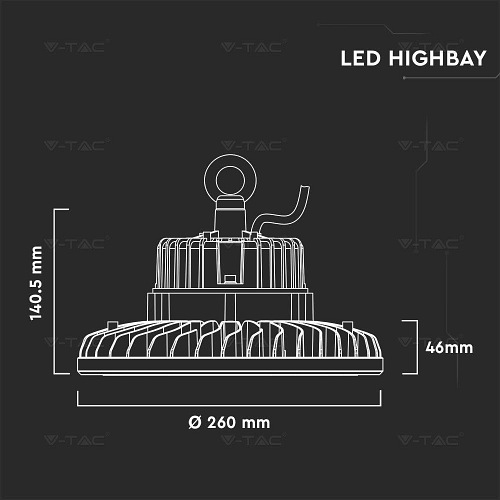 Oprawa LED High Bay V-TAC Samsung 100W 120st 120lm/W 1-10V VT-9-114 5000K 12000lm