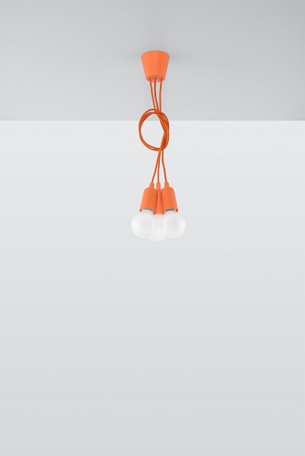 Lampa wisząca na kablu DIEGO 3xE27 pomarańczowa