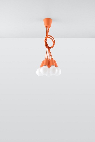 Lampa wisząca na kablu DIEGO 5xE27 pomarańczowa