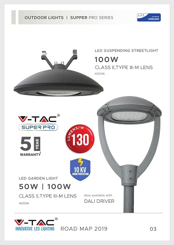 Lampa Uliczna LED V-TAC Samsung 100W 302Z+ Class II 0-10V VT-115ST 4000K 13000lm