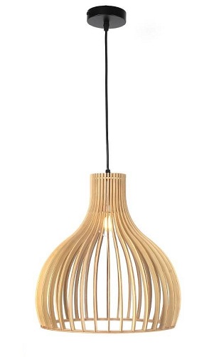 Lampa drewniana wisząca Egino 1xE27 35cm