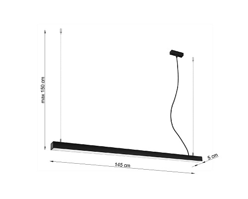 Lampa wisząca PINNE 150 czarna 3000K