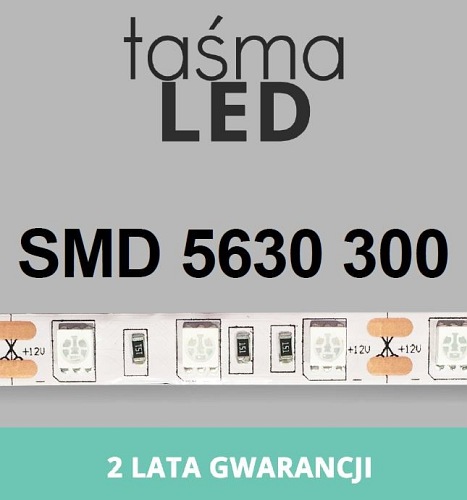 Taśma LED 5m 300xSMD5630 35W 12V DC IP20 b. ciepła