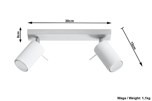 Lampa sufitowa reflektory RING 2xGU10 Biała