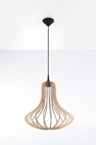 Lampa wisząca ELZA 1xE27 naturalne drewno