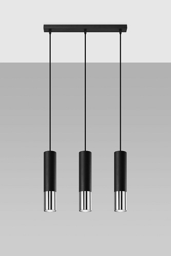 Lampa wisząca LOOPEZ 3L czarny/chrom 3xGU10
