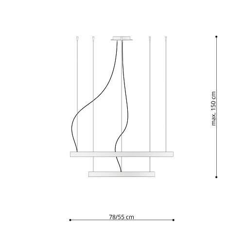 Lampa wisząca Dwa Okręgi RIO 2 80W 9390lm 3000K CRI90 czarna