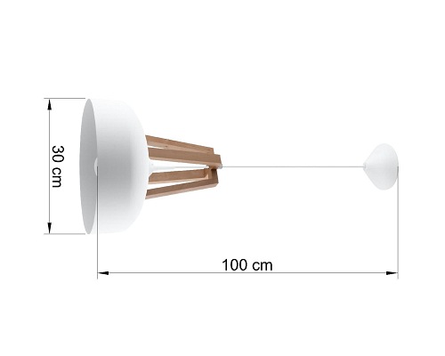 Lampa wisząca industrialna CASCO 1xE27 Biała/Naturalne Drewno