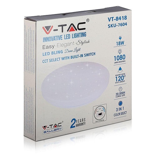 Plafon V-TAC 18W Gwiazdy CCT fi.310 VT-8418 1080lm