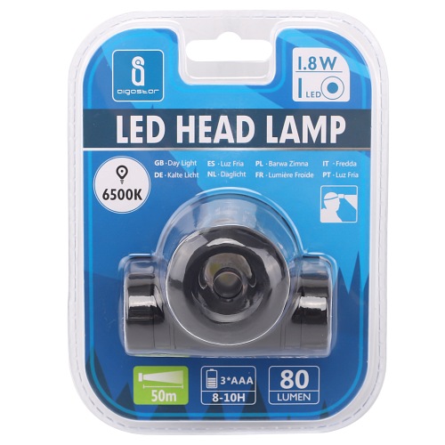 Lampa czołowa LED L05 czarna 1,8W 100lm 6500K