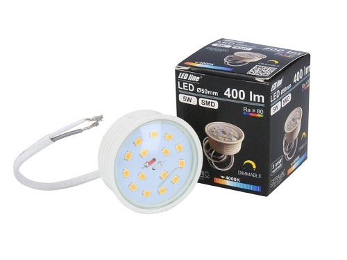 Żarówka LED line płaska meblowa 50mm 230V 5W 400lm ŚCIEMNIALNA biała dzienna 4000K