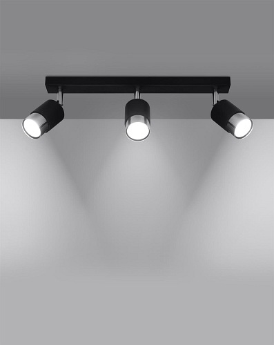 Lampa sufitowa reflektory NERO 3 czarna/chrom