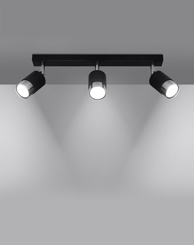 Lampa sufitowa reflektory NERO 3 czarna/chrom