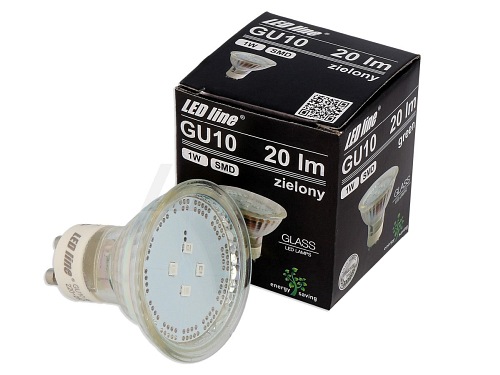 Żarówka  marki LED line GU10 1W 230Vzielona barwa światła 
