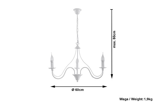 Żyrandol Retro MINERWA 3xE14 Biały